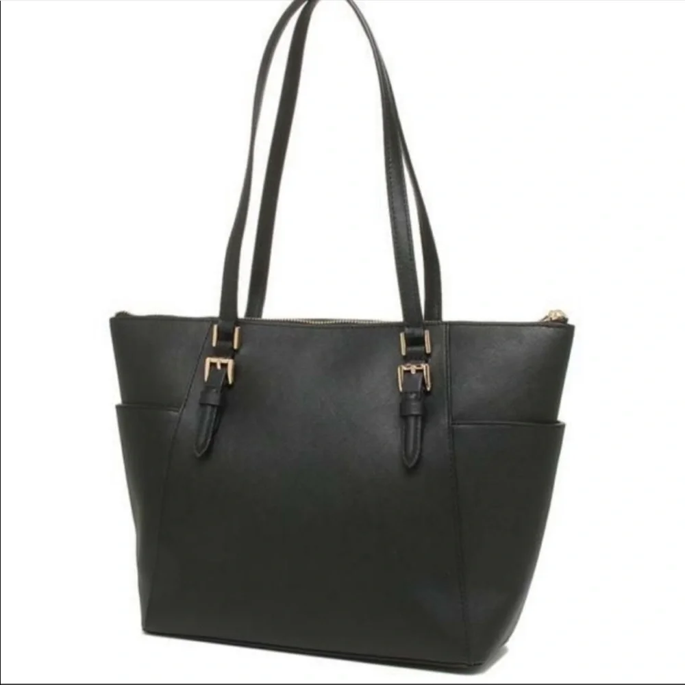 MICHAEL KORS CHARLOTTE LARGE TOP ZIP TOTE BLACK